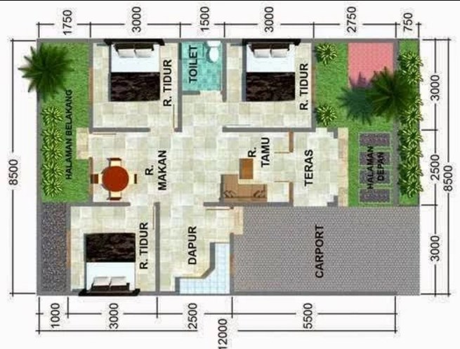 8 Denah Rumah Minimalis Idaman Sederhana Type 54 Karya 8 Denah Rumah Minimalis Idaman Sederhana Type 54 Karya