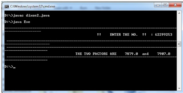 Dixon's implementation in java for prime number factorization by www.tricksway.com Dixon's implementation in java for prime number factorization by www.tricksway.com