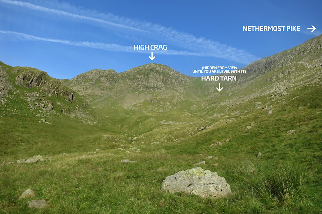 location of Hard Tarn using the surrounding mountain range as the guide