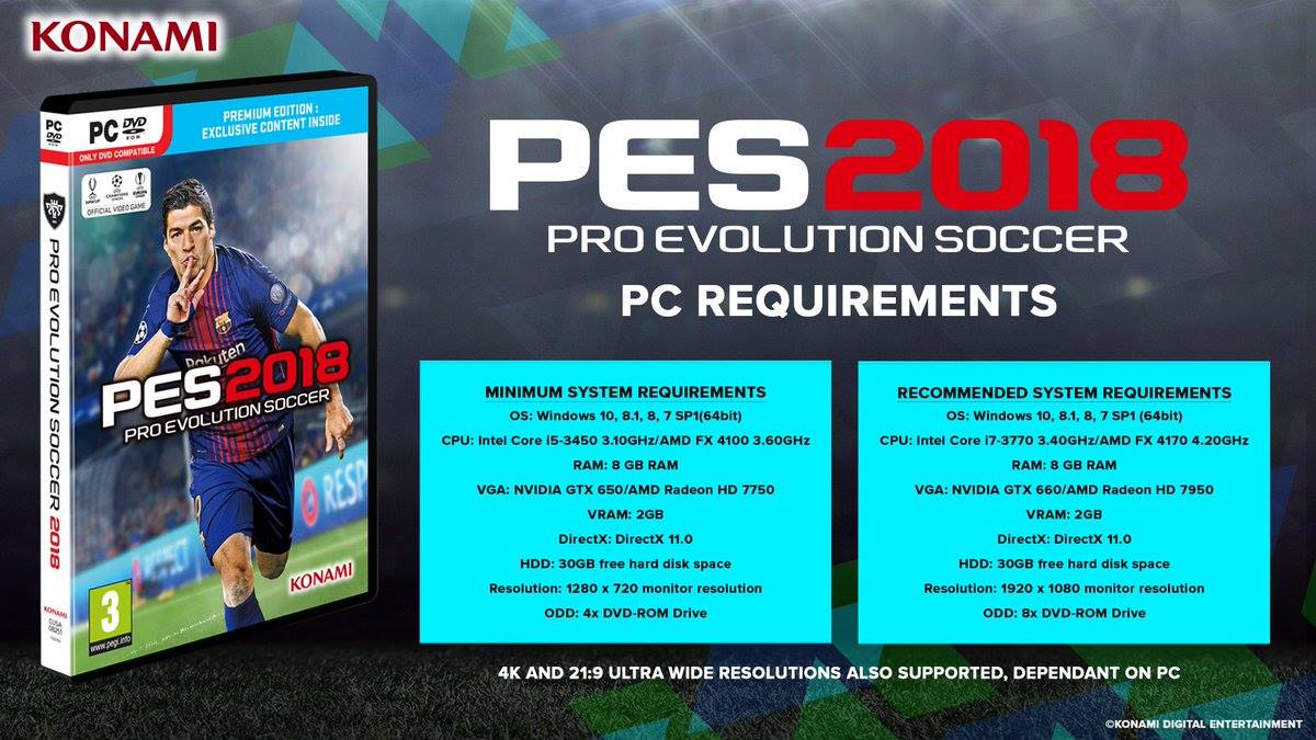 Spesifikasi PES 2018 Untuk PC
