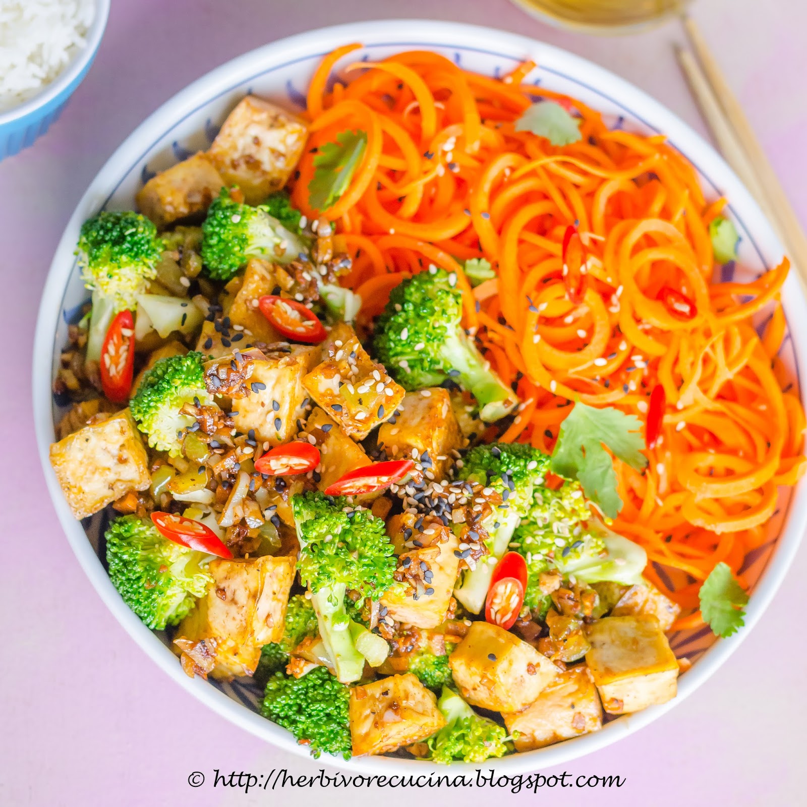 Herbivore Cucina Baked Tofu Bowl with Carrot Noodles