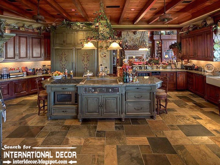 Mediterranean Palace in Florida, American palace Colonial style, classic kitchen