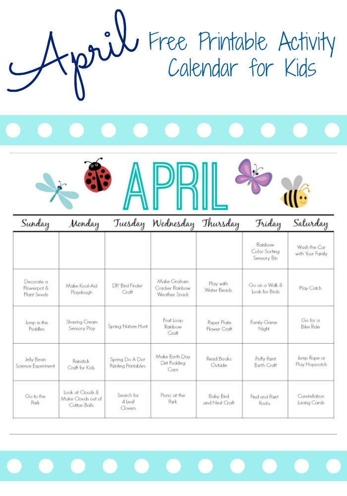 Free Printable Calendar Kids Calendar Templates