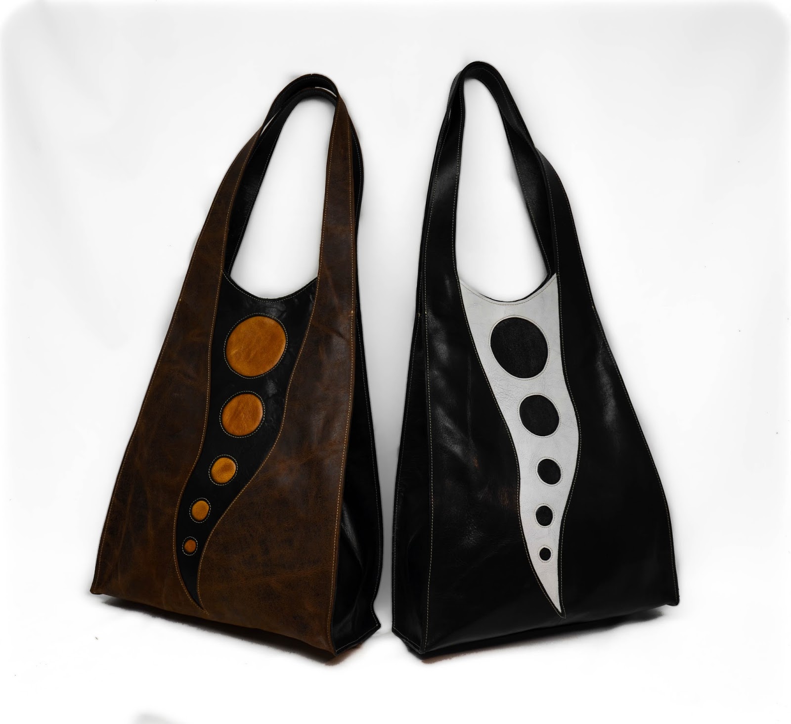 Chemical Wedding Handbags Two Leather Chemical Wedding Handbag Totes In Brown Mustard And Black White