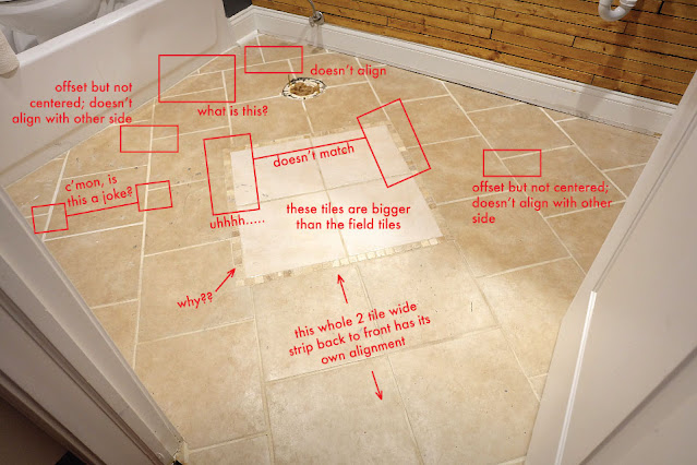 everything that is wrong with the existing tile floor