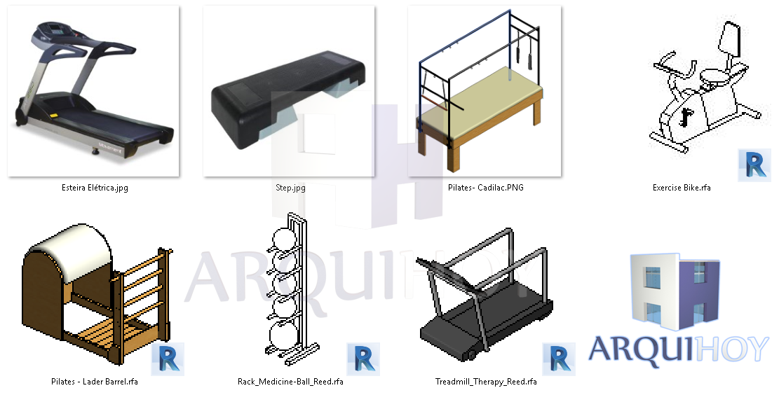 Familia equipo de gimnasio / Family gym equipment (RFA) ArquiHoyRevit