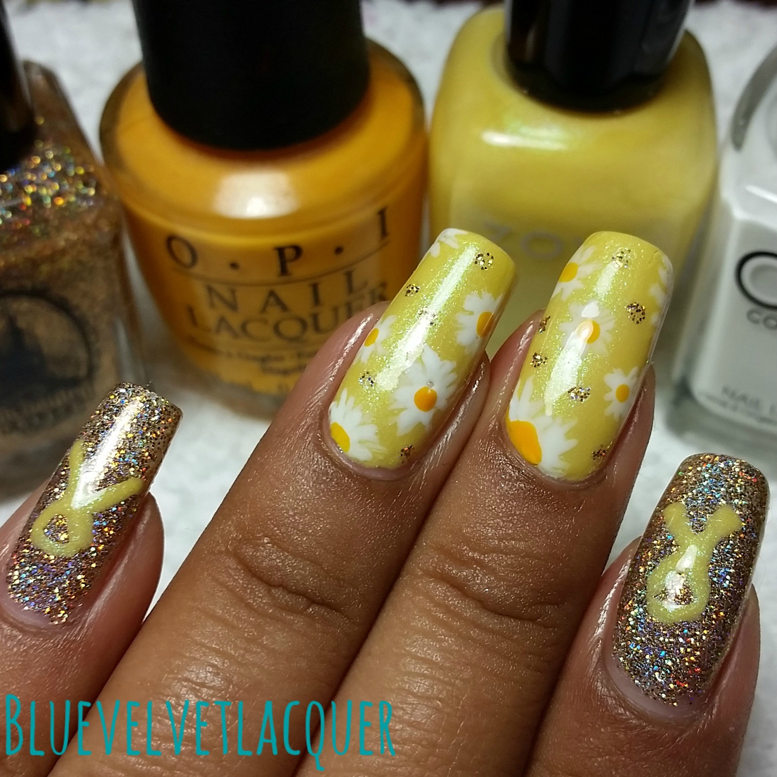 Blue Velvet Lacquer Twinsie Tuesday Endometriosis Awareness Nails