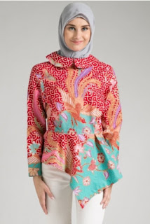 Baju Kantor Batik Wanita Muslimah Modern