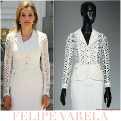 Queen Letizia Style FELIPE VARELA Dress and MAGRIT Sandals