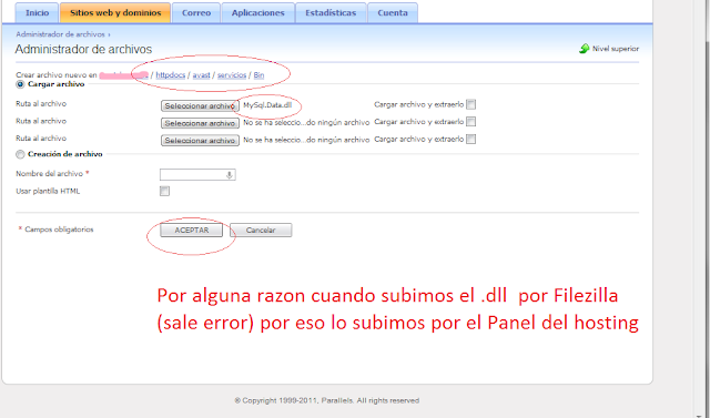 Subir la dll por el Panel del hosting Subir la dll por el Panel del hosting