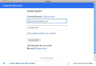 Ventana de login con cuenta Microsoft en Skype
