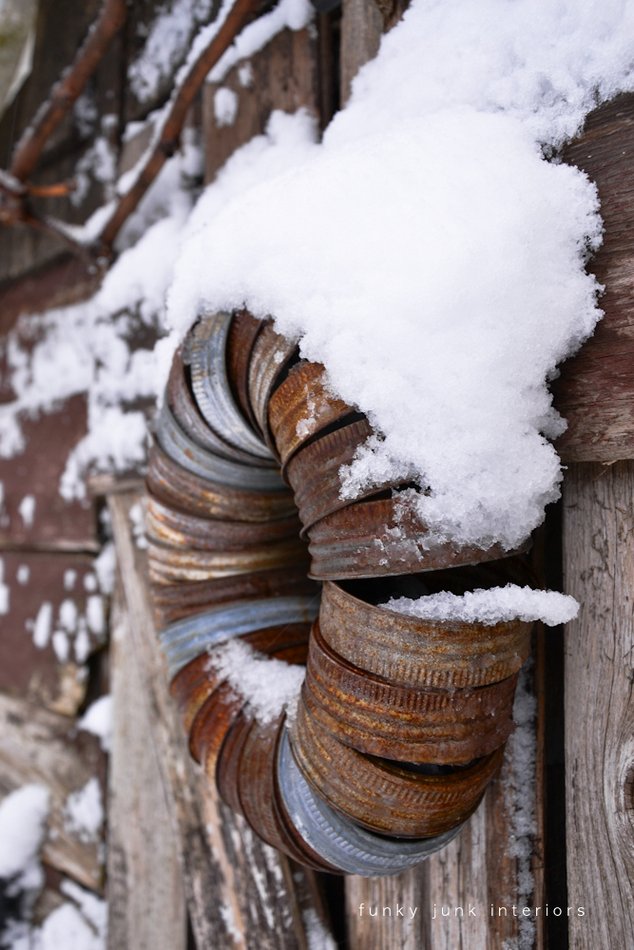The snowy shed out back with many other snow pictures and stories via Funky Junk Interiors