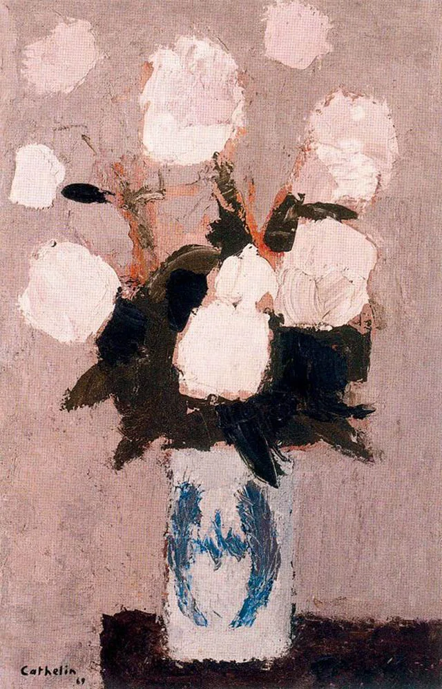 Bernard Cathelin 1919-2004 | French painter | White Roses for Paris