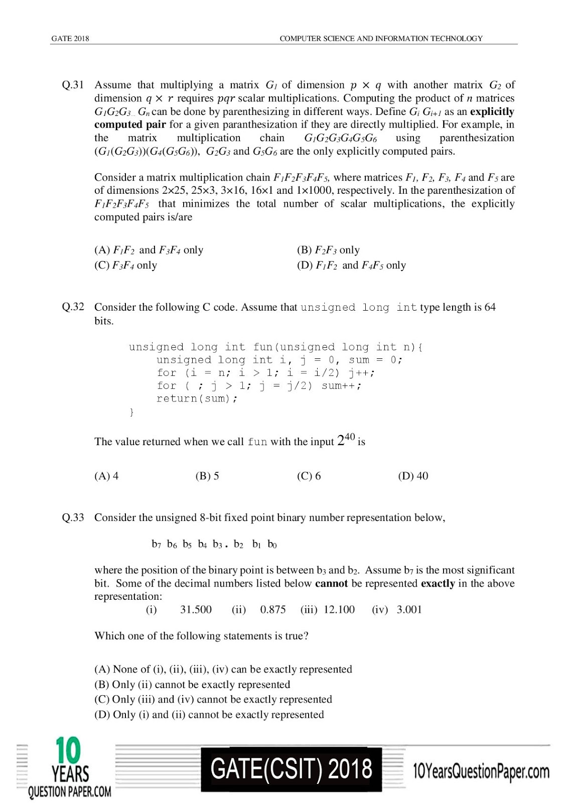 GATE 2018 CS Question Paper GATE 2018 Question Paper for CS Page-13