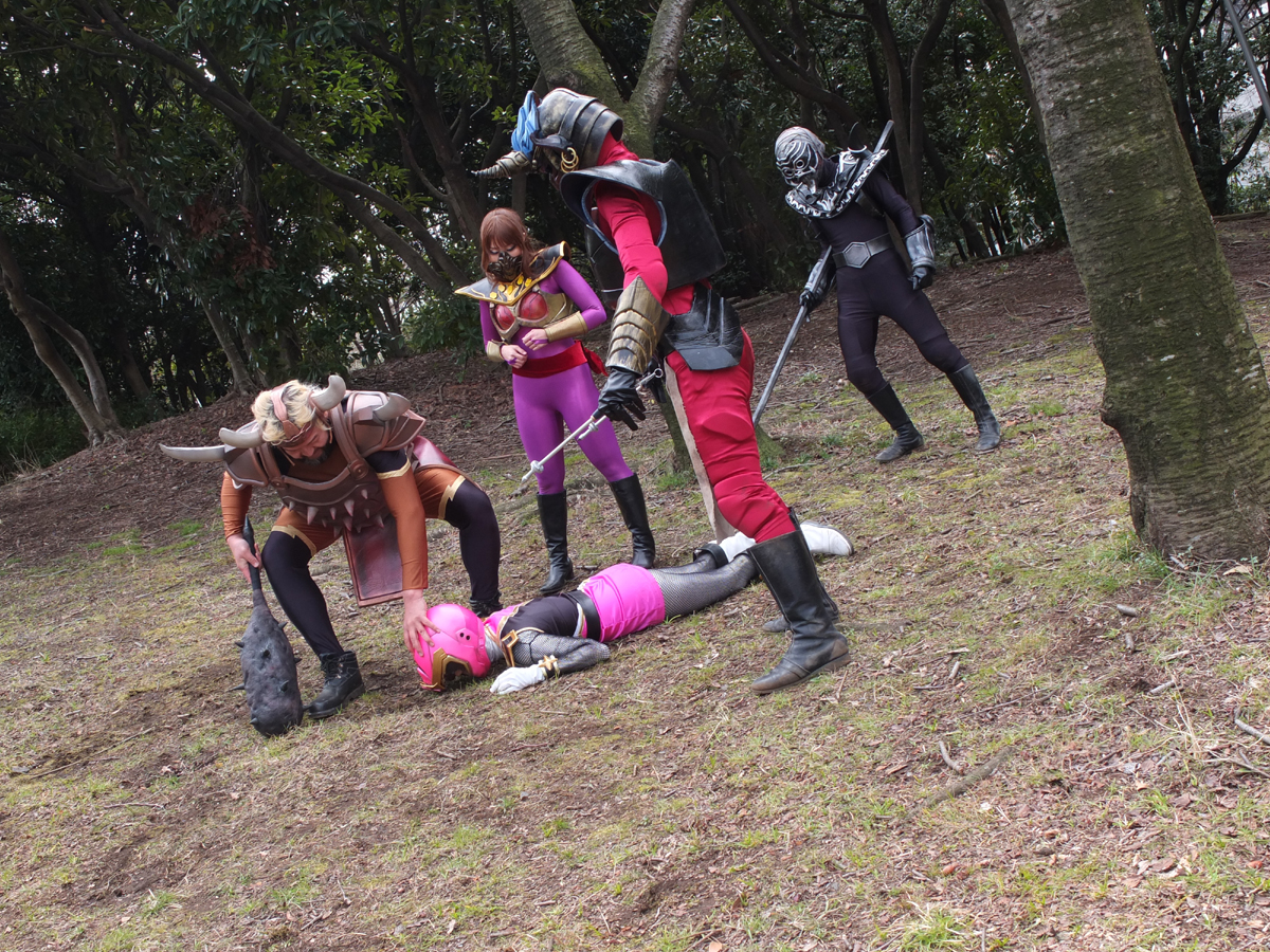 Japanese pink power ranger in trouble Japanese pink power ranger in trouble