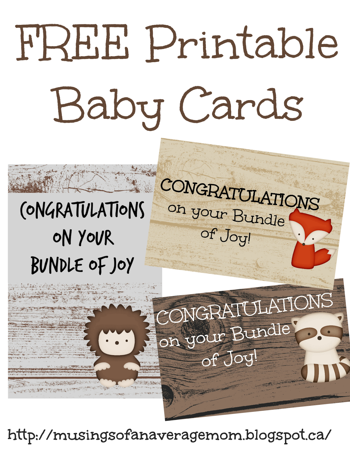 Musings of an Average Mom: Woodland Congratulations on your New Baby Cards
