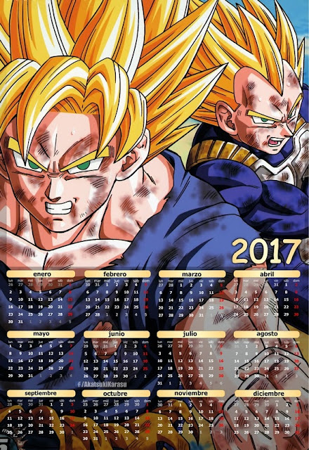 calendario 2017 anime dbz