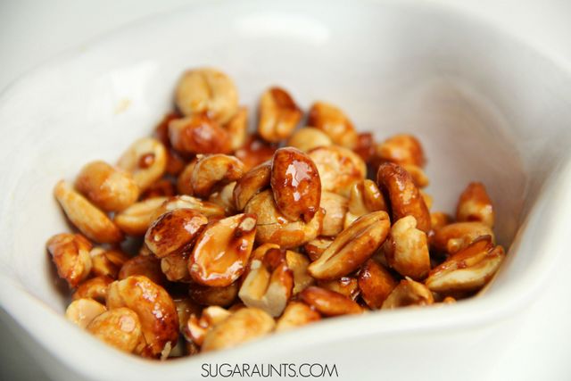 Make honey roasted peanuts with this easy cooking with kids recipe and add this high protein snack to lunches or snack time for kids. Make honey roasted peanuts with this easy cooking with kids recipe and add this high protein snack to lunches or snack time for kids.