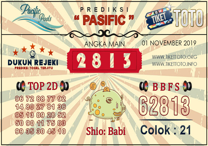 Prediksi Togel PASIFIC TIKETTOTO 01 NOVEMBER 2019