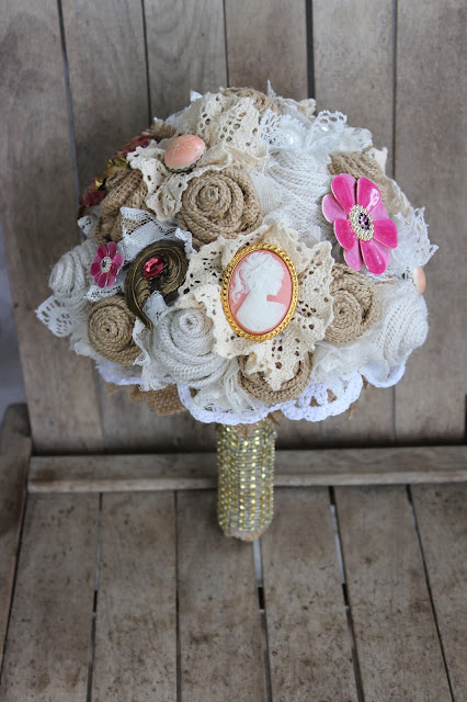 burlap and lace  bridal bouquet