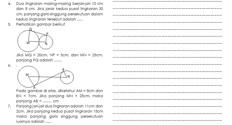 Soal garis singgung lingkaran kelas 8 2016