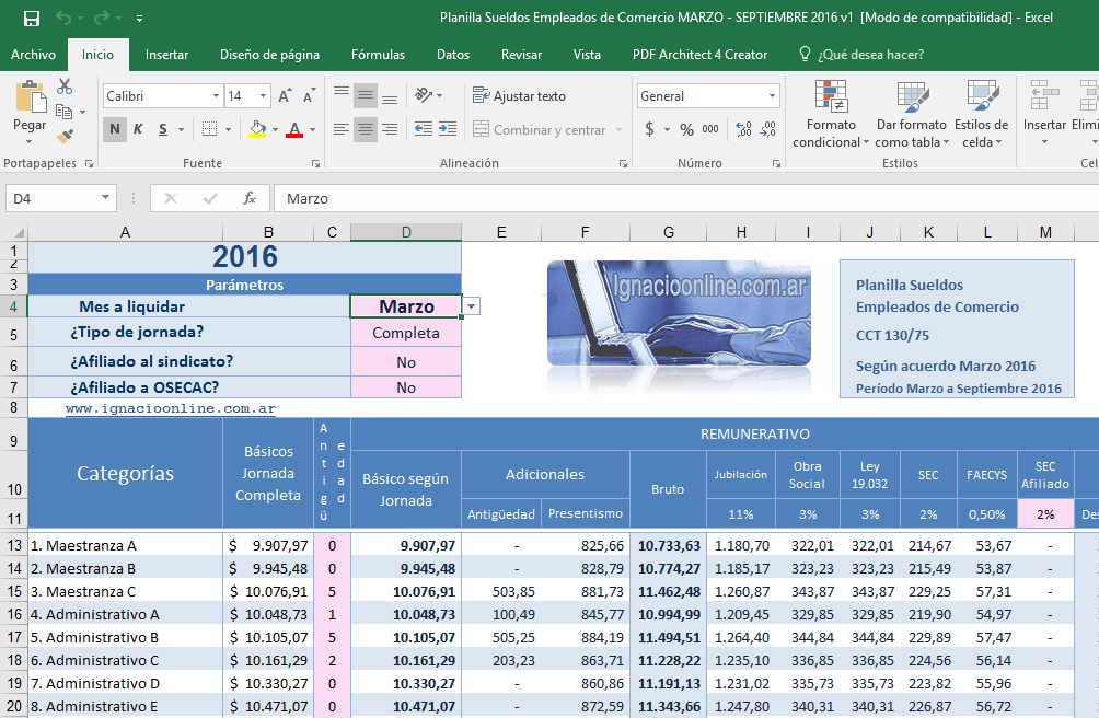 Planilla Septiembre 2016 | planilla excel sueldos de empleados de comercio marzo a Planilla Septiembre 2016 | planilla excel sueldos de empleados de comercio marzo a