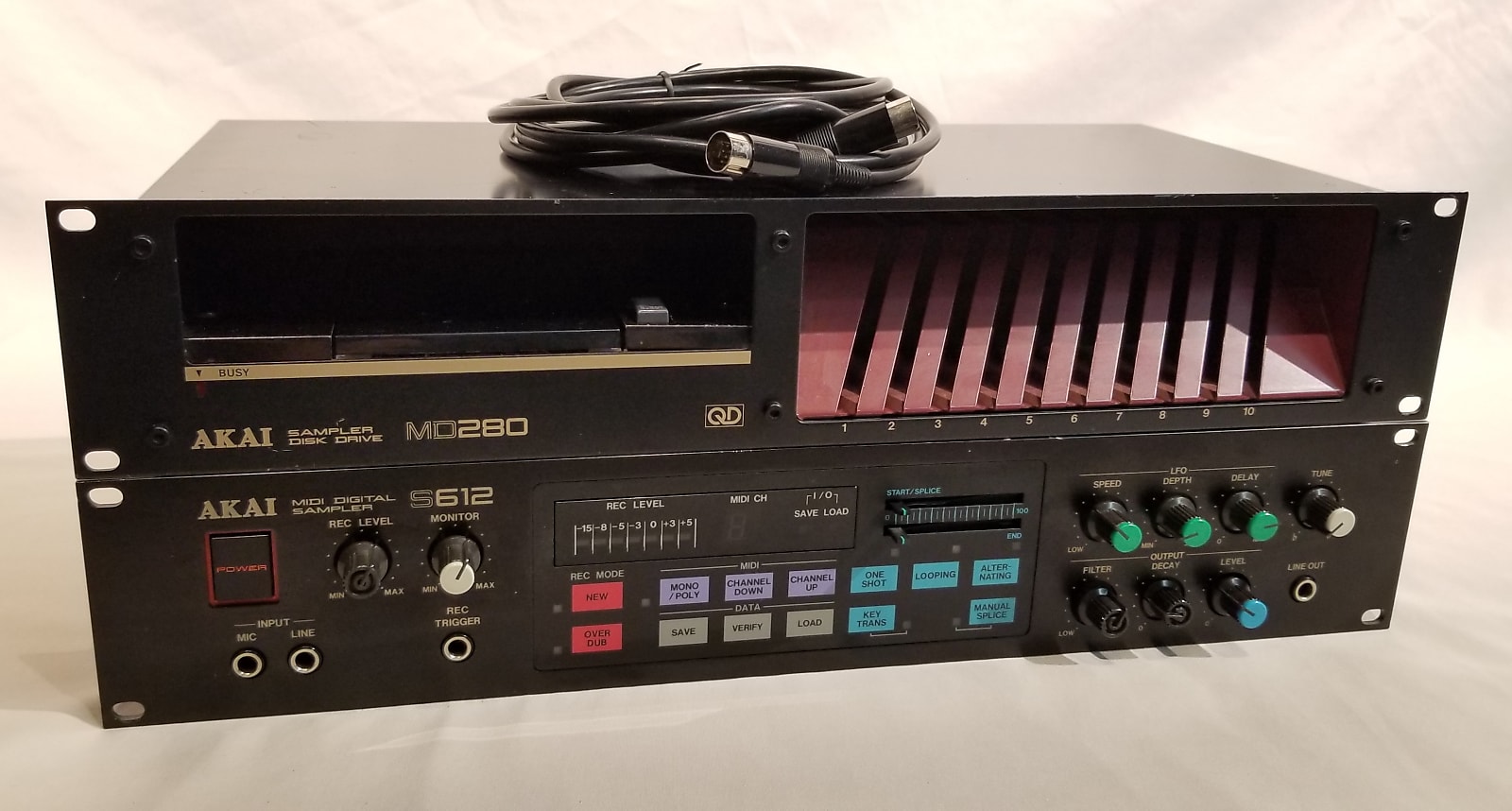 MATRIXSYNTH Akai MD280 Sampler Disc Drive & S612 Midi Digital Sampler SN 0062018626 & 0062034407