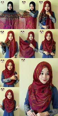 Cara Berjilbab Pashmina Bermotif Modis Cara Berjilbab Pashmina Bermotif Modis