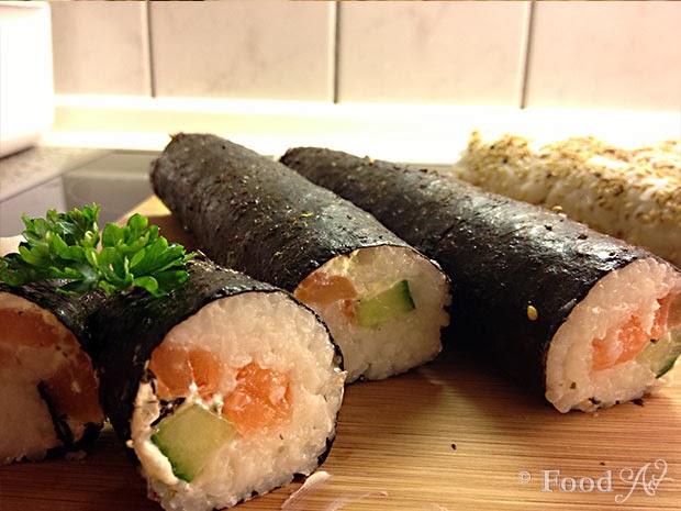 Food Art: Rezept: Maki Rolls mit Lachs und Gurke