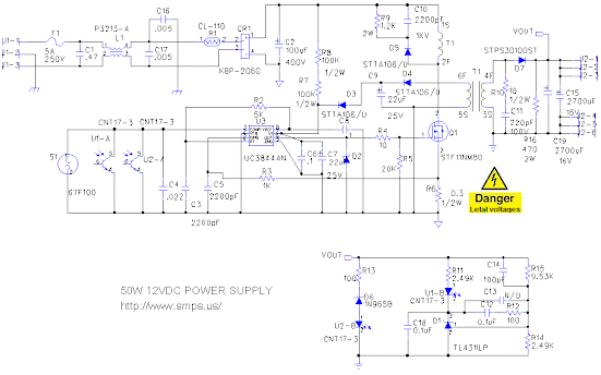 12V 50W Switching Regulator Circuit Diagram