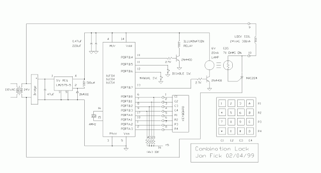 Best Combination Lock (PIC16F84) Circuit Diagram | Super Circuit Diagram