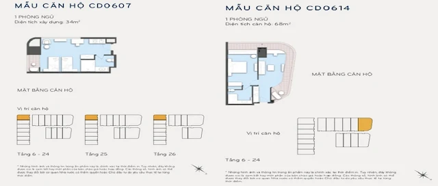Thiết kế căn hộ 34m2 và 68m2 Eastin Phát Linh