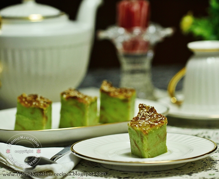 Pandan Bread Pudding (Bingka Roti Pandan Bakar) resep masakan indonesia