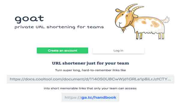Goat el acortador de enlaces Goat el acortador de enlaces para equipos de trabajo