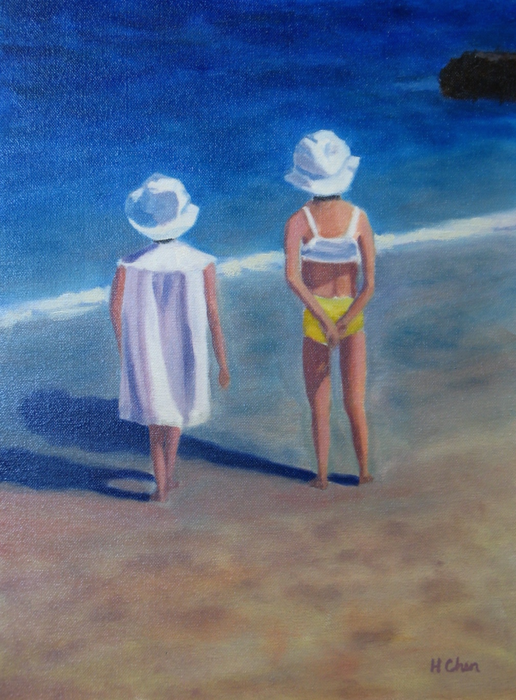 "Girls on the Beach" - 12 x 16