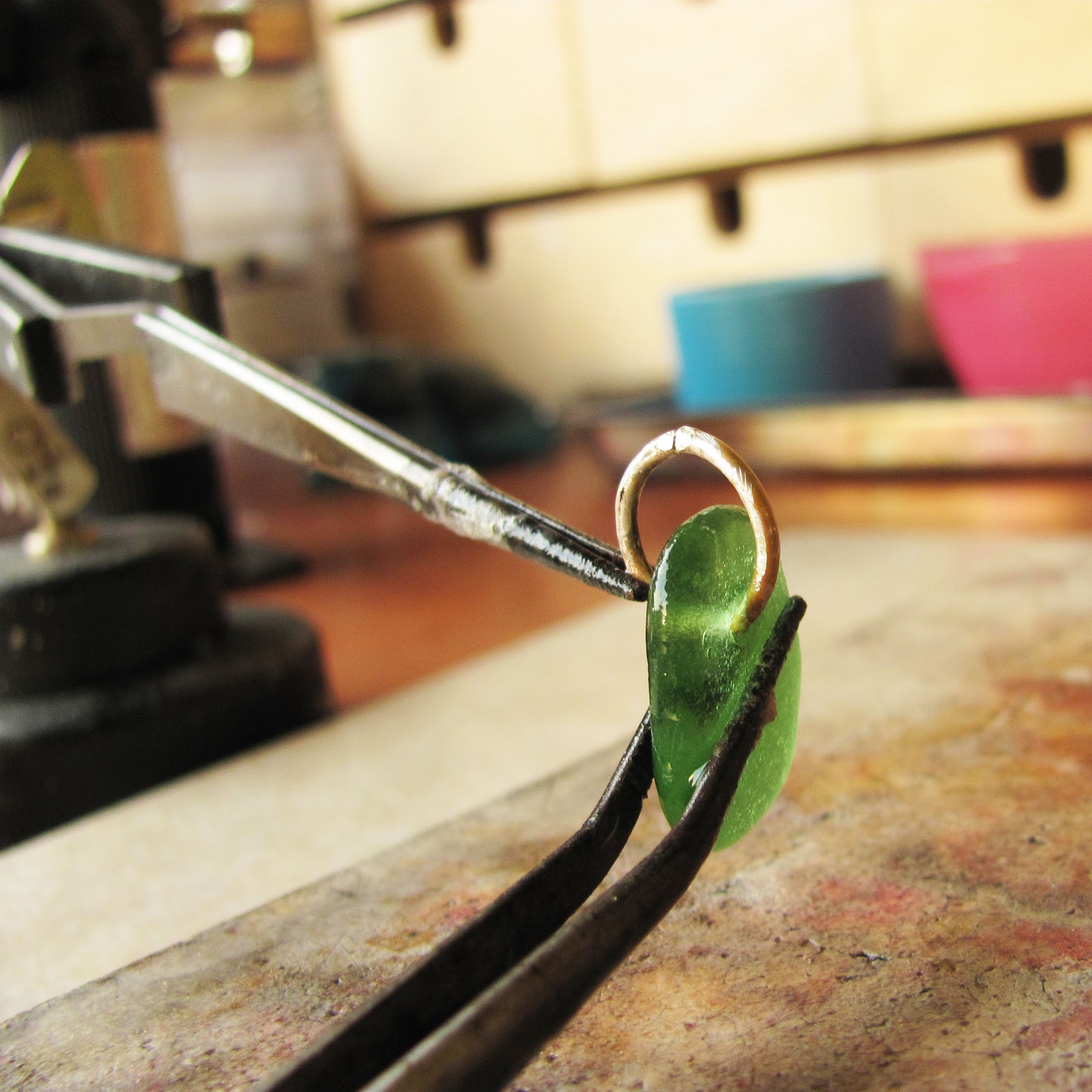 Lilian Ginebra Jewelry Drilling and Soldering with Sea Glass