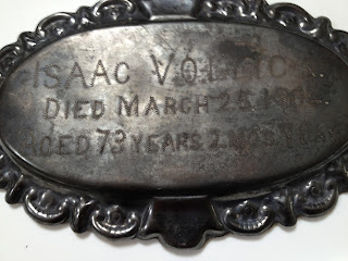 Coffin Plate of Isaac Vollck 1831-1904