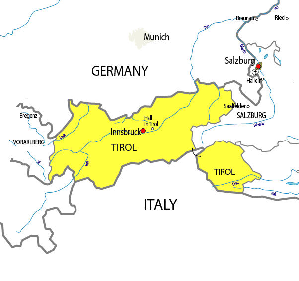 tirol austrija karta 2011 | Map of Austria Region Geography Political tirol austrija karta