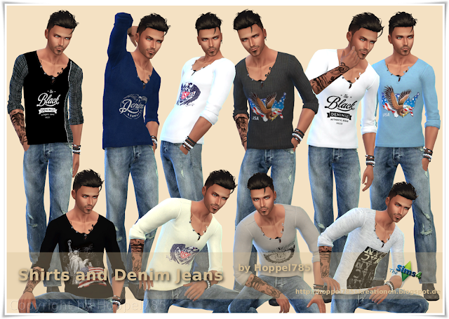 Sims 4 CC's - The Best: Sims 4 Shirts and Denim Jeans by Hoppel785