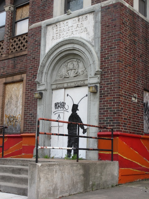 Silhouette Street Art Detroit YMCA