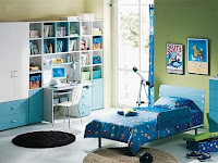Habitación juvenil verde y azul Dormitorio color azul y verde