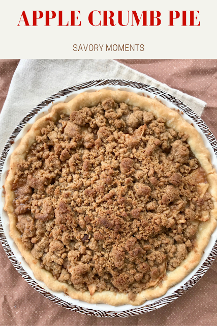 Classic apple crumb pie is a fall favorite filled with spiced apples, sugar, and topped with a crunchy, buttery crumble.