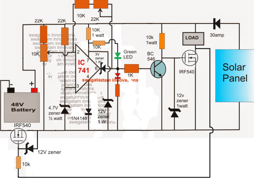 48v solar battery charger circuit with high low cut 48v solar battery charger circuit with high low cut