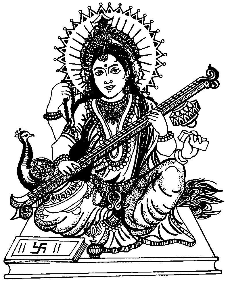 how to draw saraswati devimaa saraswati ful figer drawingline art maa  saraswati thakur   YouTube