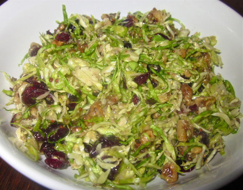 Haute + Heirloom Shaved Brussel Sprout Slaw with Dried Cranberries