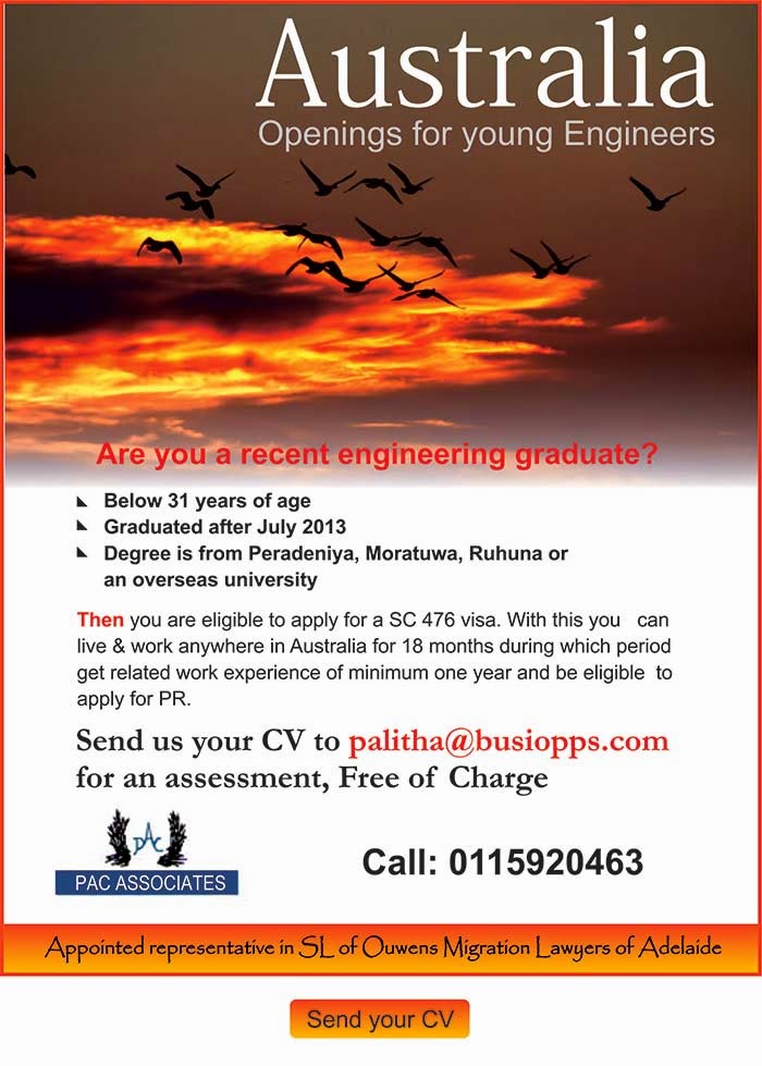 Australia - openings for young engineers.