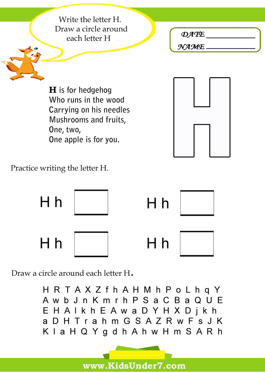 Kids Under 7 Letter H Worksheets Kids Under 7 Letter H Worksheets