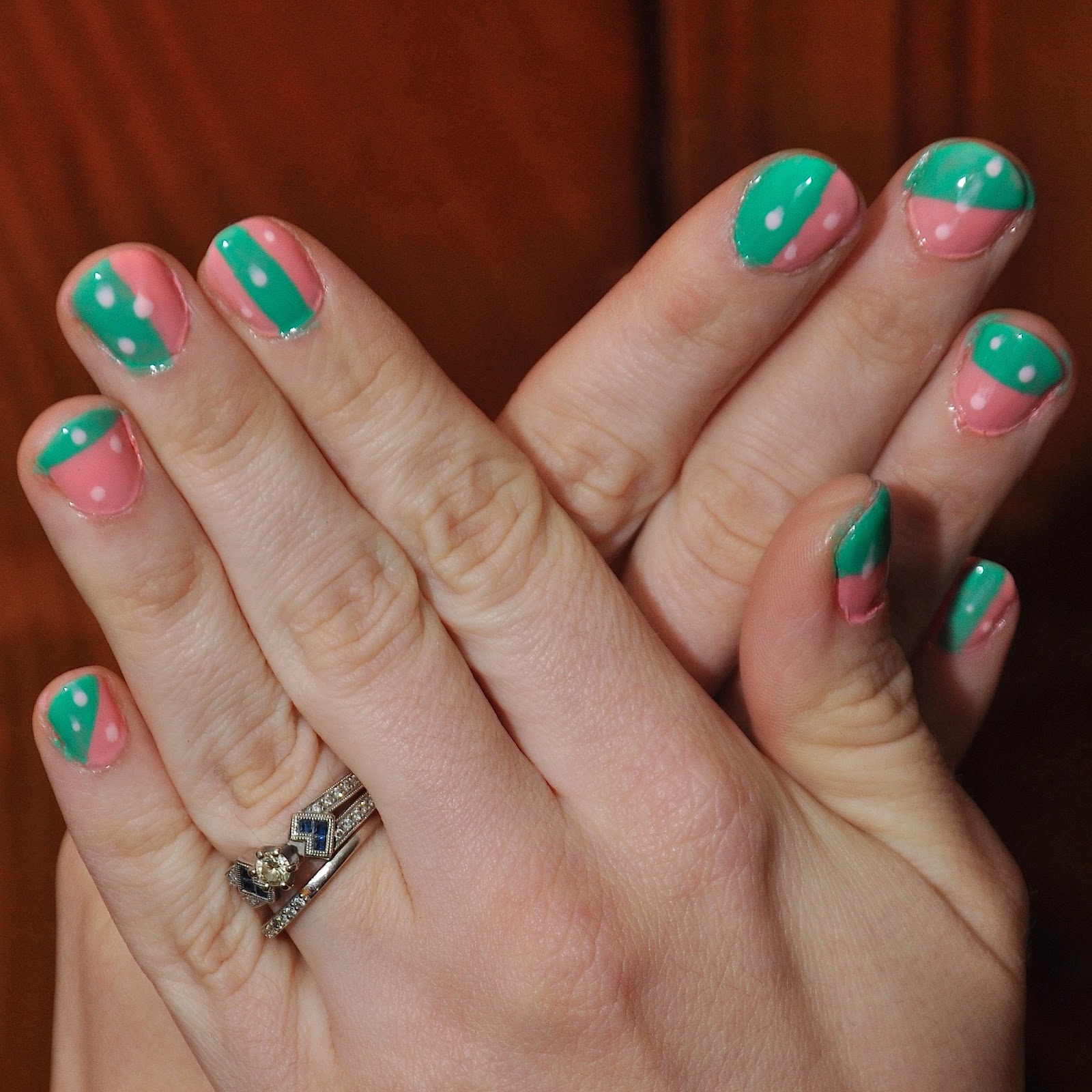 365 Days of DIY Pink and Teal Nails