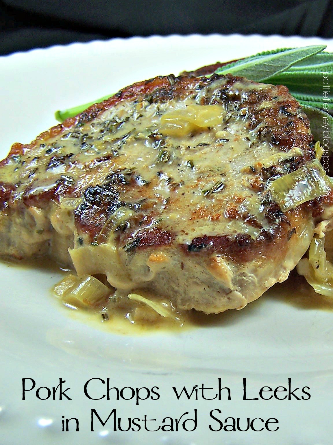 OllaPodrida Pork Chops with Leeks in Mustard Sauce