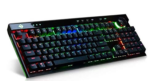 HLOIPYUR Round Keycap Gaming Mechanical Keyboard Blue Black Red Switch Anti-Ghosting USB Wired LED Backlight Keyboard for PC